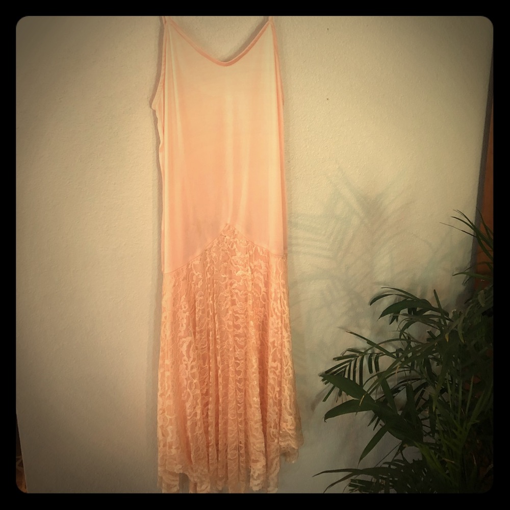Vintage Drop Waist Lace-fringe Dress, Size 12